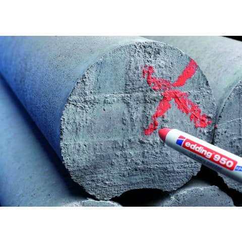 Marcatore a cera edding 950 punta conica 10 mm rosso E-950 002